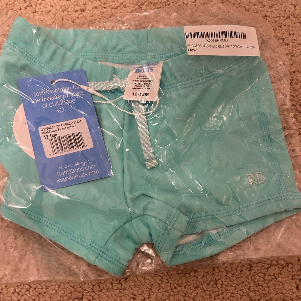 RuggedButts Kids Swim Trunks in Aqua